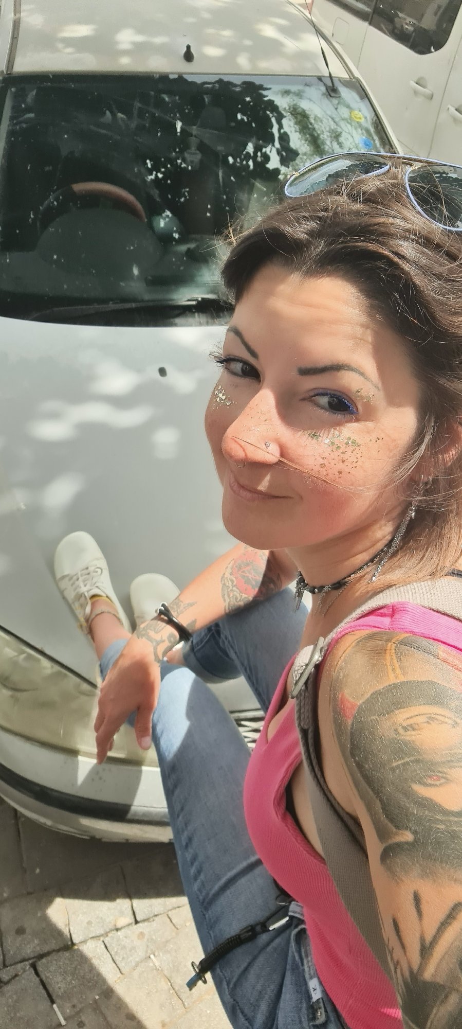 Woman poses with car in casual photo session, Rishon LeZion