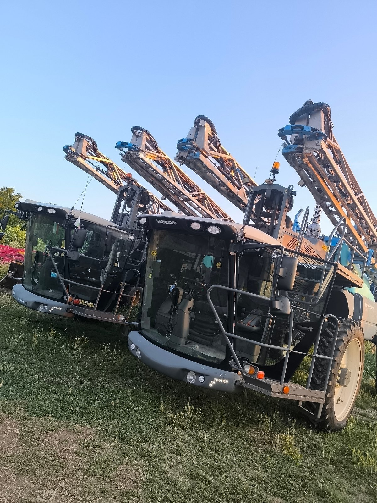 Agricultural sprayers parked in Bulgarian field