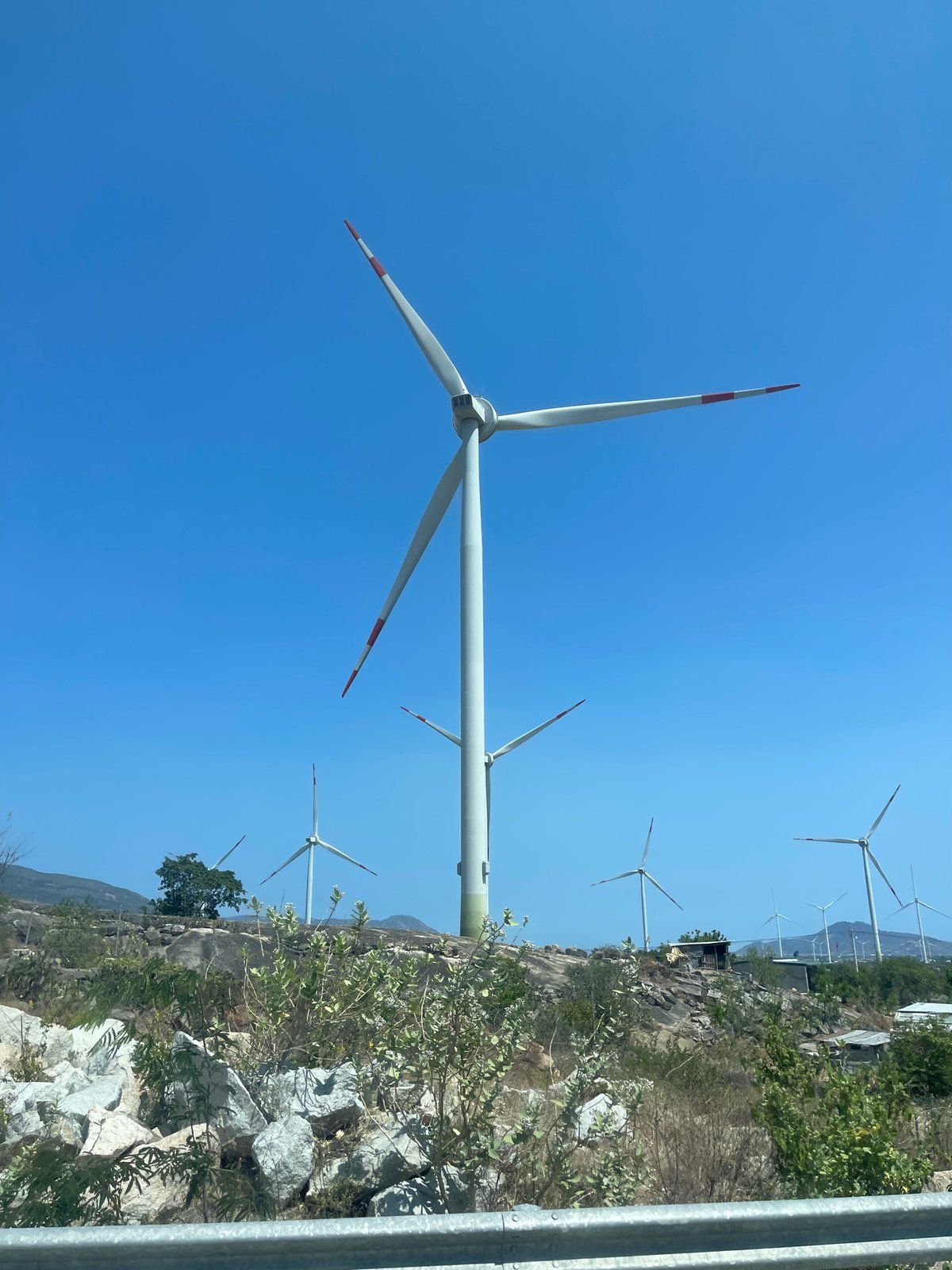 Wind farm observed operating in Thuan Bac, Vietnam