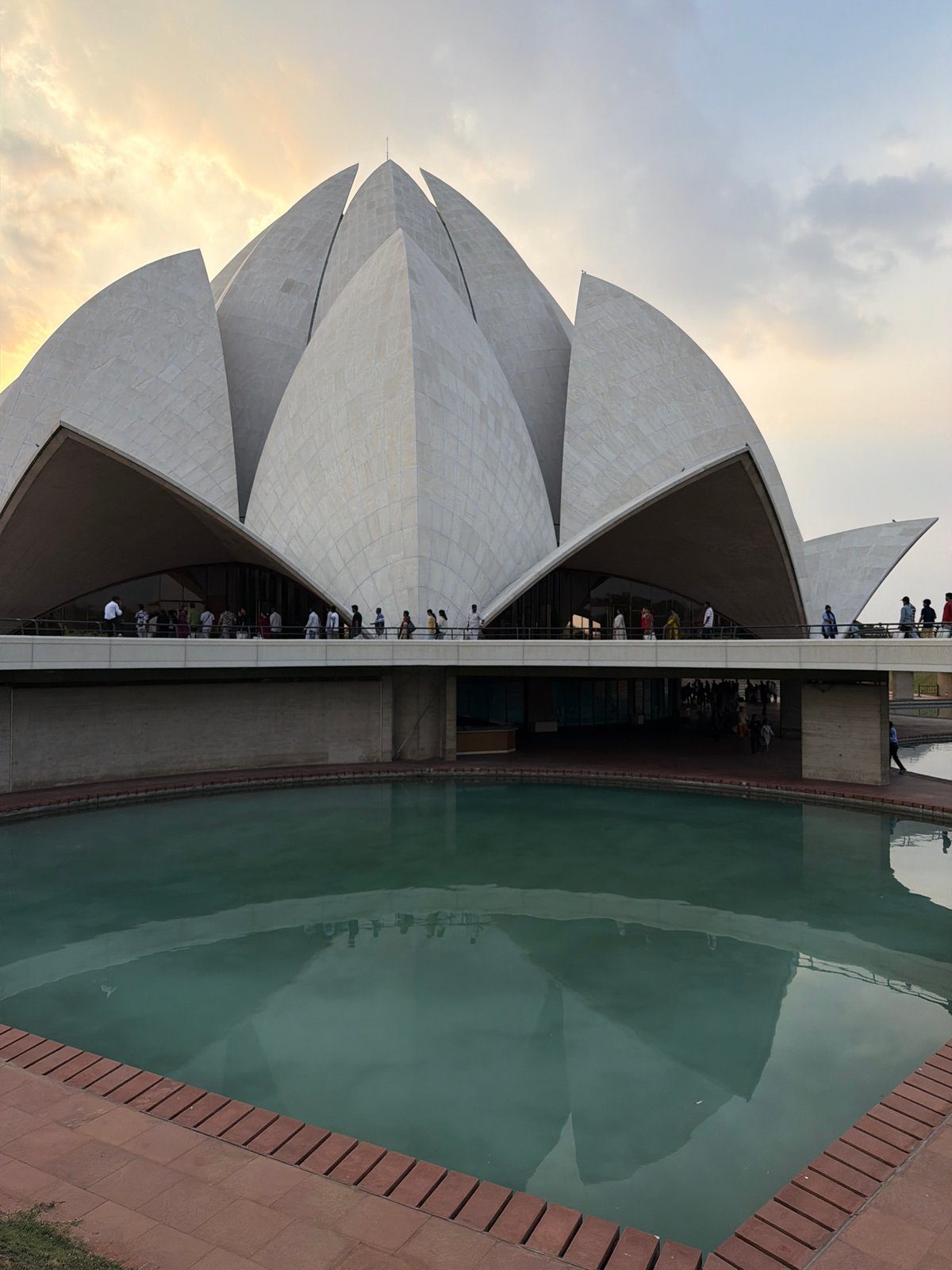 Visitors document iconic Lotus Temple architecture in Delhi