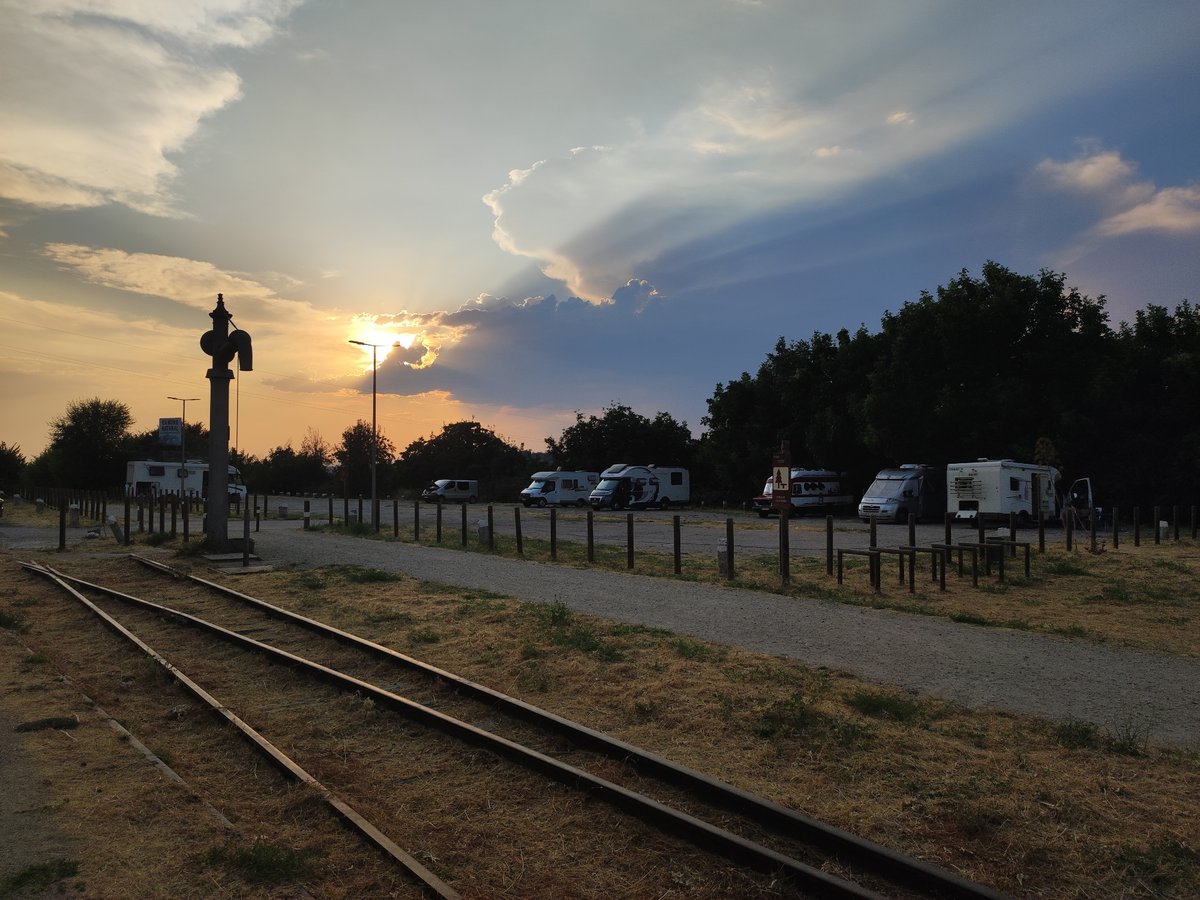 Sunset stop at a Béjar campsite along old railway tracks