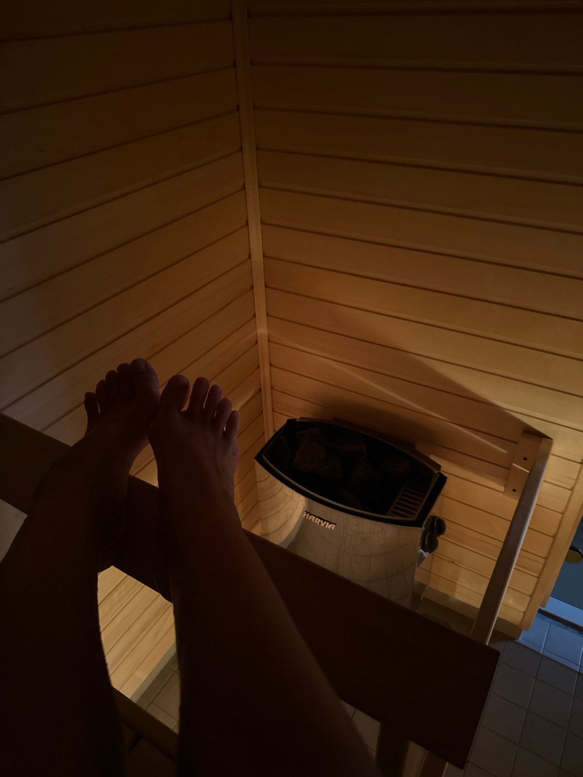 Quiet sauna session in a wood-paneled room near St. Petersburg