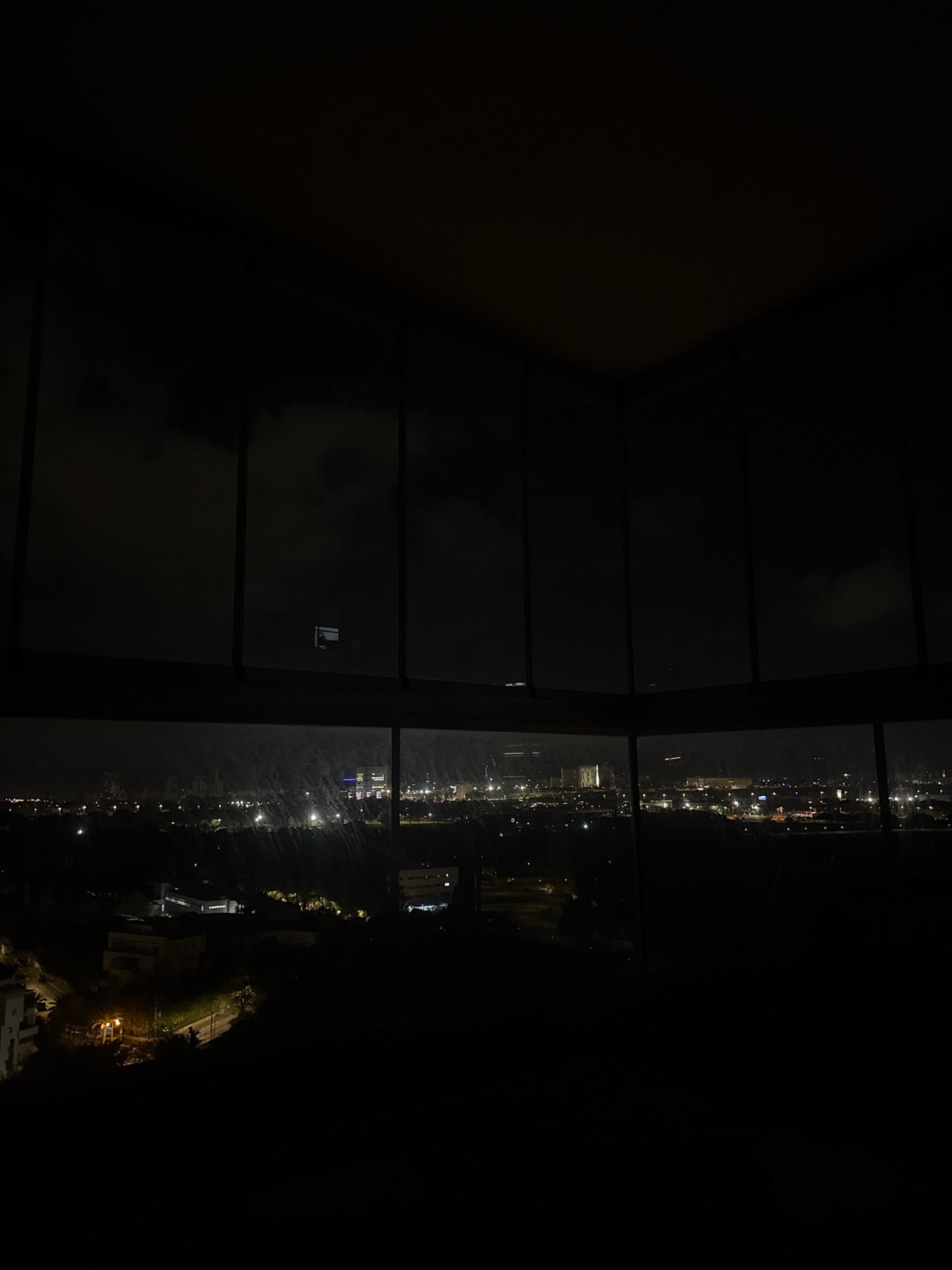 Nighttime cityscape viewed from high-rise building in Ramat Gan