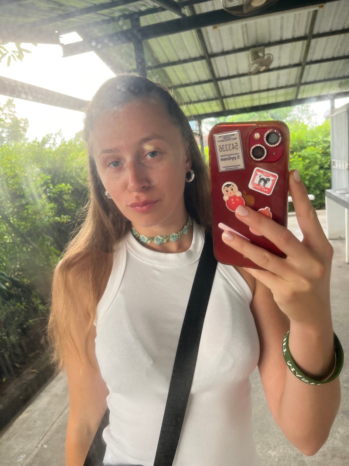 Outdoor mirror selfie in Ratsada, Thailand