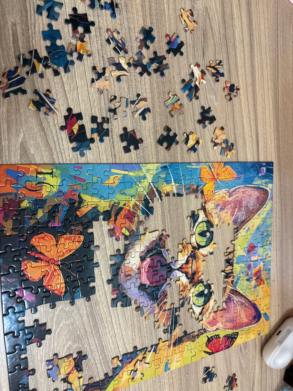 Woman documents puzzle session with selfies in Bulgarian home