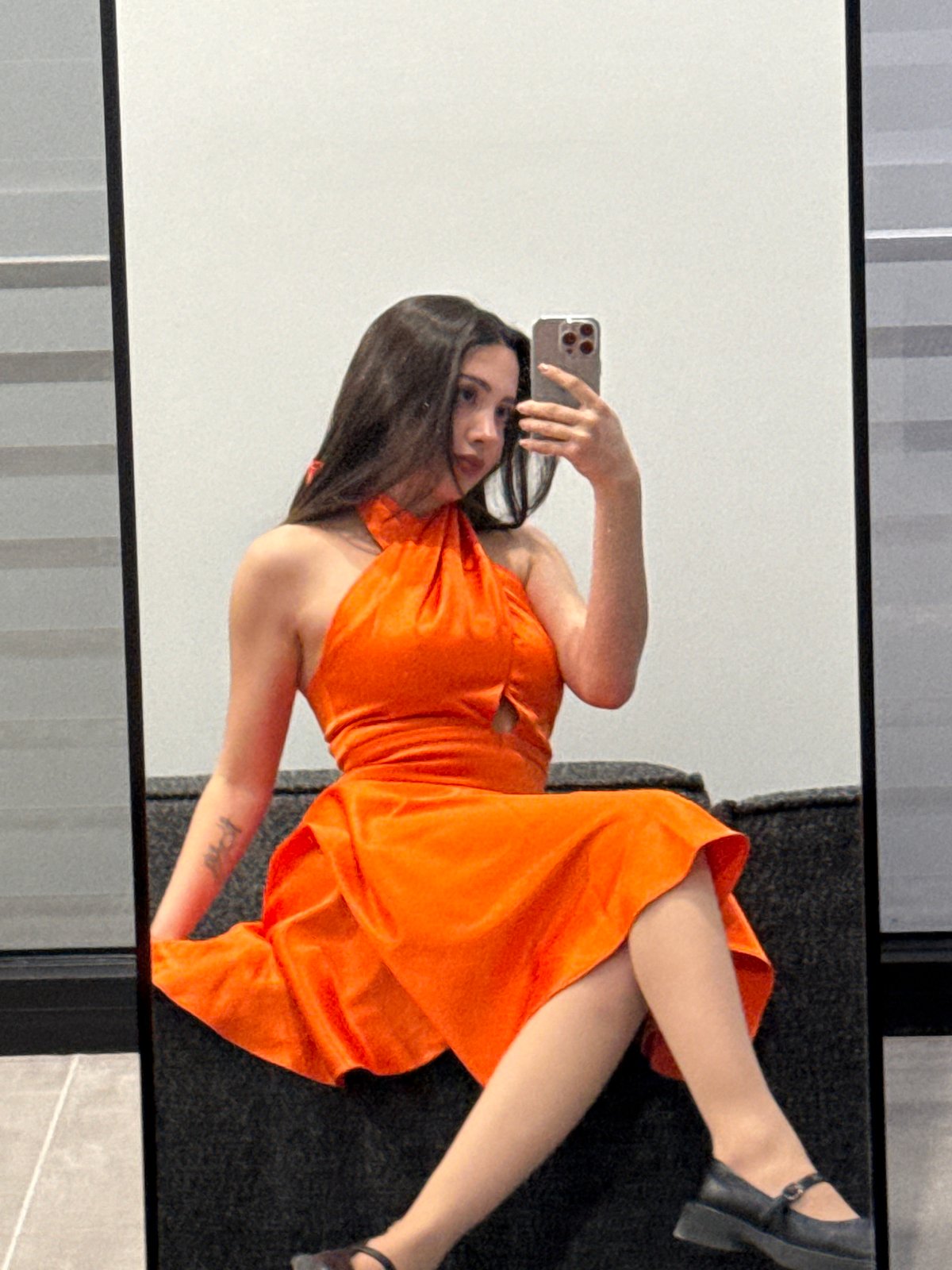 Woman takes mirror selfie in Yerevan, Armenia