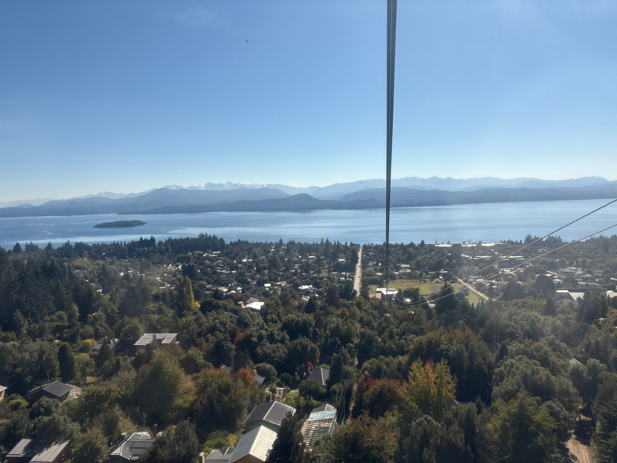 Clear skies over Bariloche cable car and city views