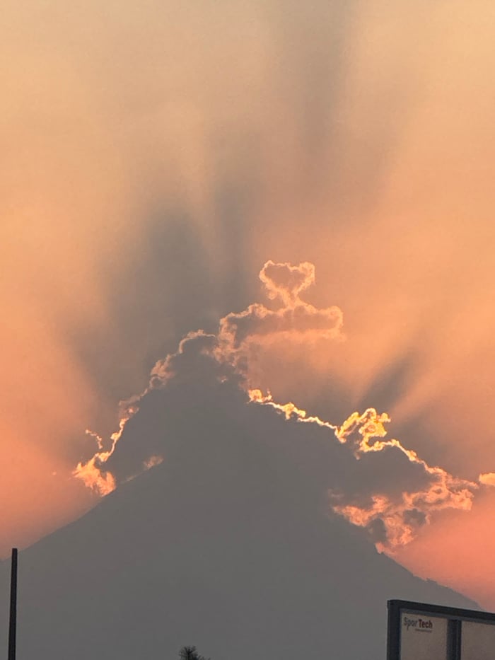 Dramatic sunrise captured across San Andrés Cholula, Mexico