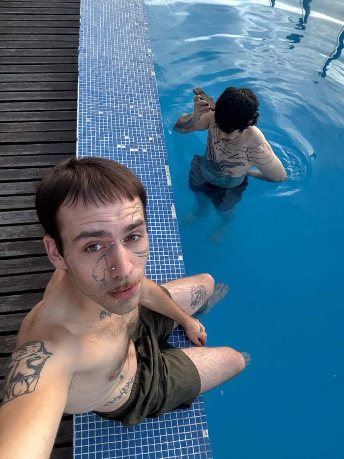 Rooftop pool gathering captured during Buenos Aires sunset
