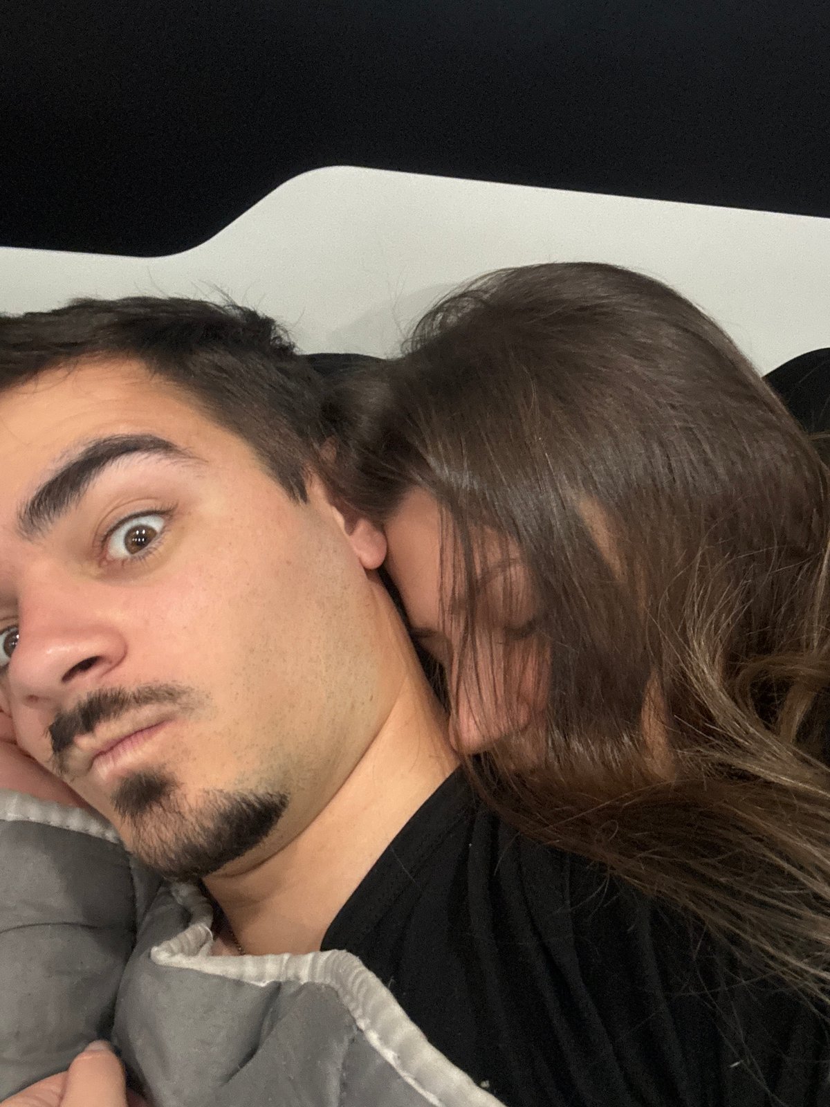 Couple and dog capture casual selfie moment in Sofia