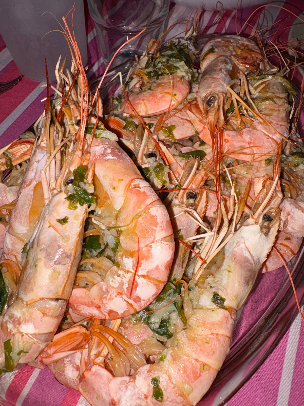 Cooked prawns served in Spanish residential area