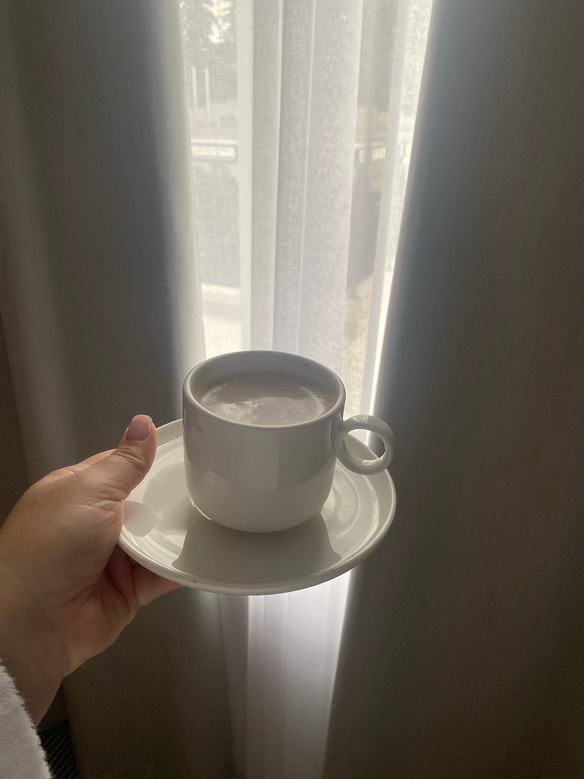 Morning routine documented in Sochi hotel or residence