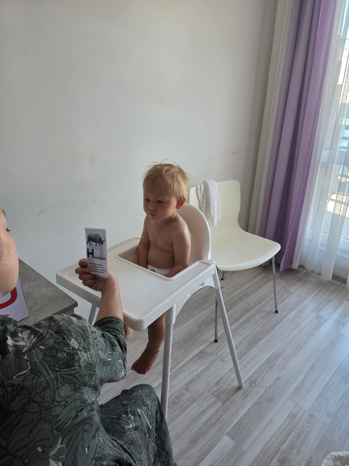 Flashcard time with a toddler in Sochi, Russia