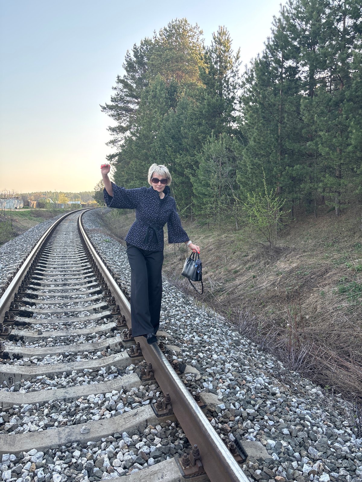 Woman observed standing on railroad tracks in Chaikovsky, Russia