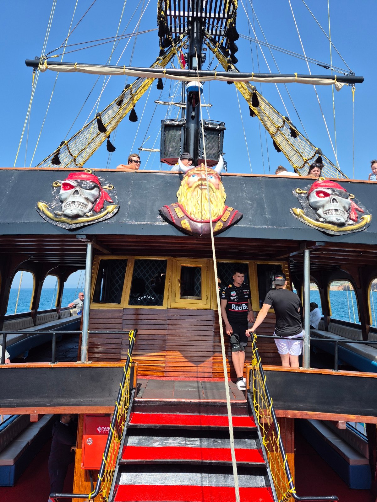 Pirate tourist boat sails Mediterranean waters near Alanya