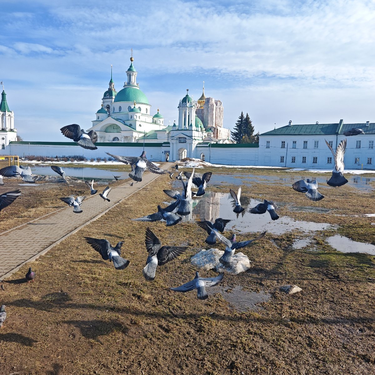 Daytime monastery grounds documented in Rostov, Russia