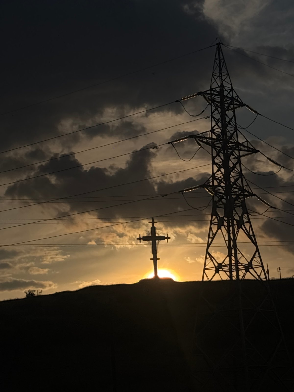 Sunset documented across Burgas Bulgaria electrical infrastructure residential areas