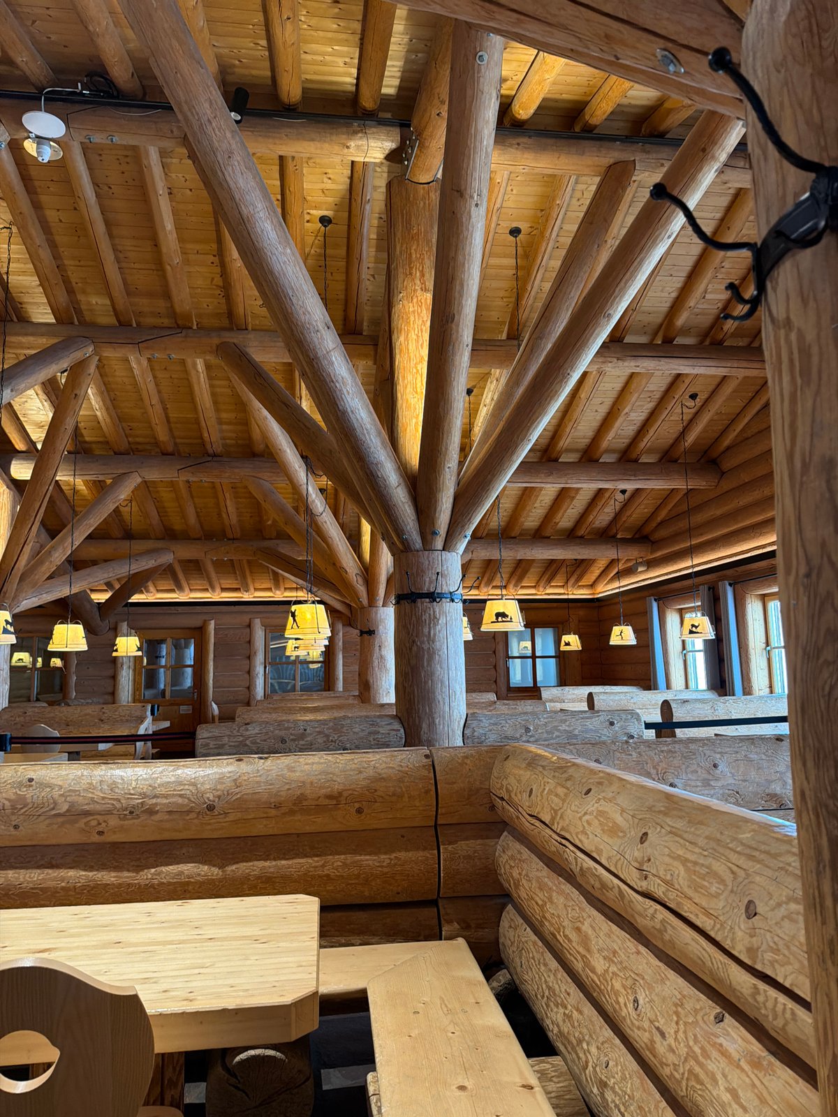 Wooden lodge interior documented at unknown location