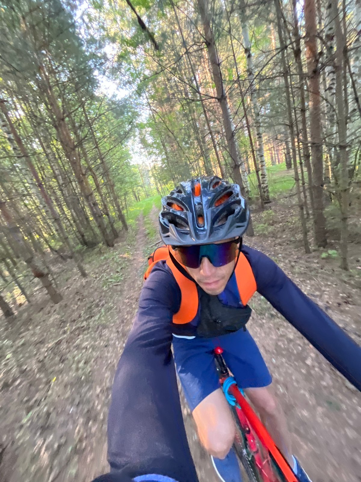 Cyclist documents forest ride in Chaikovsky, Russia