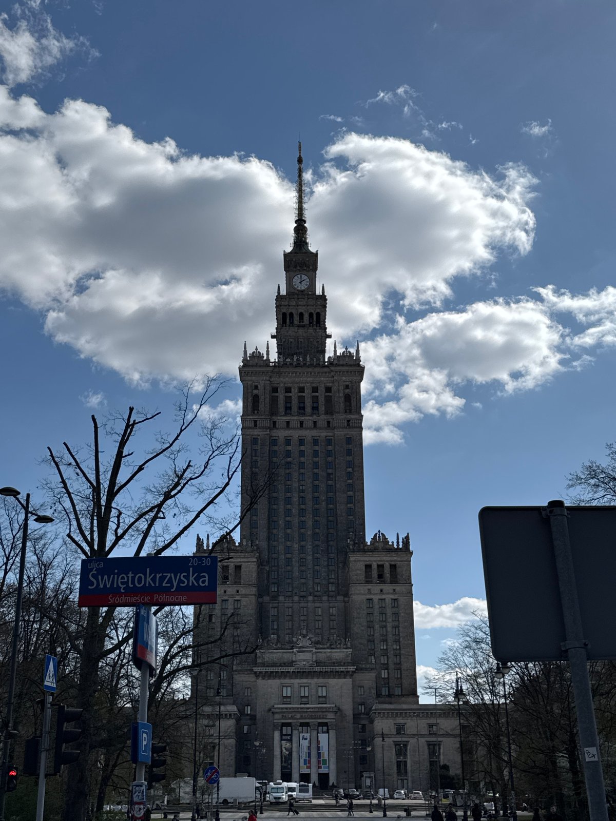Palace of Culture and Science documented in central Warsaw