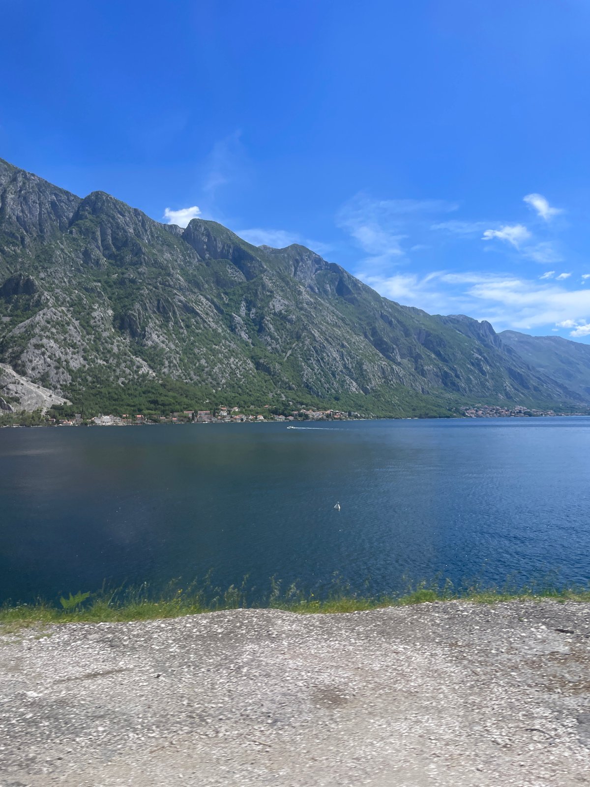 Scenic mountain bay views documented in Montenegro coastal village