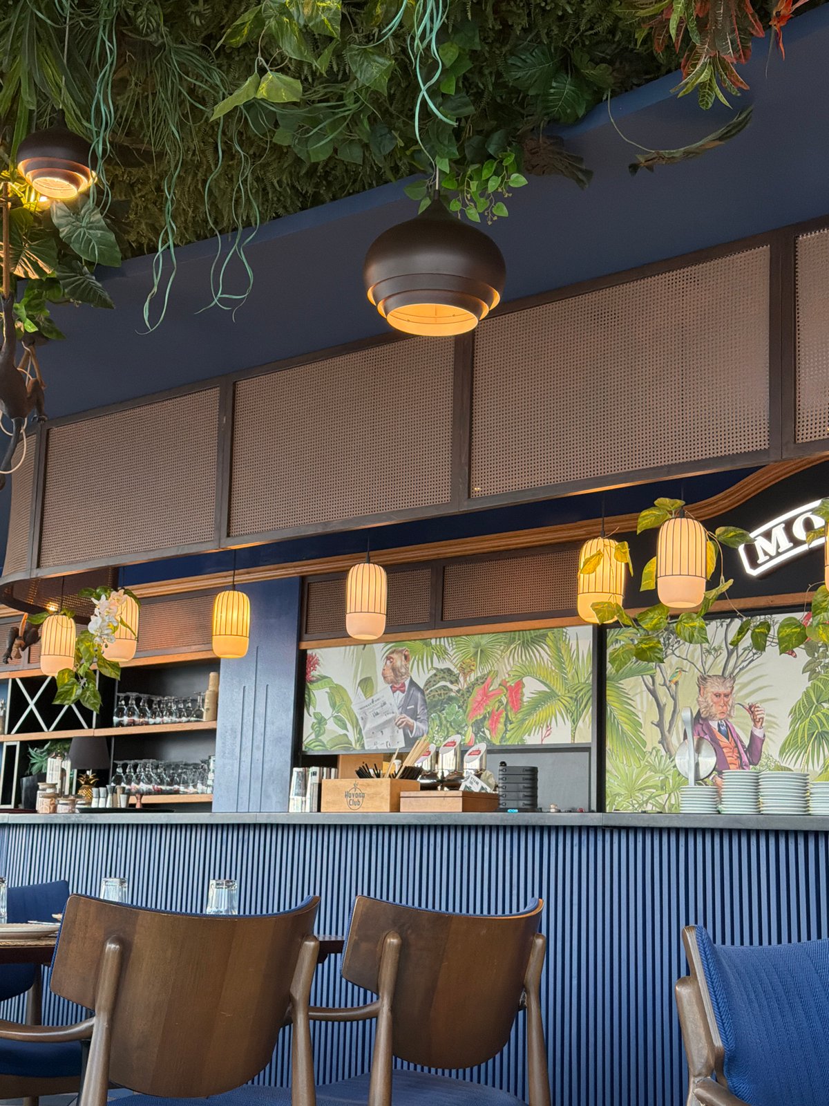 Jungle-themed bar interior documented in Varna, Bulgaria