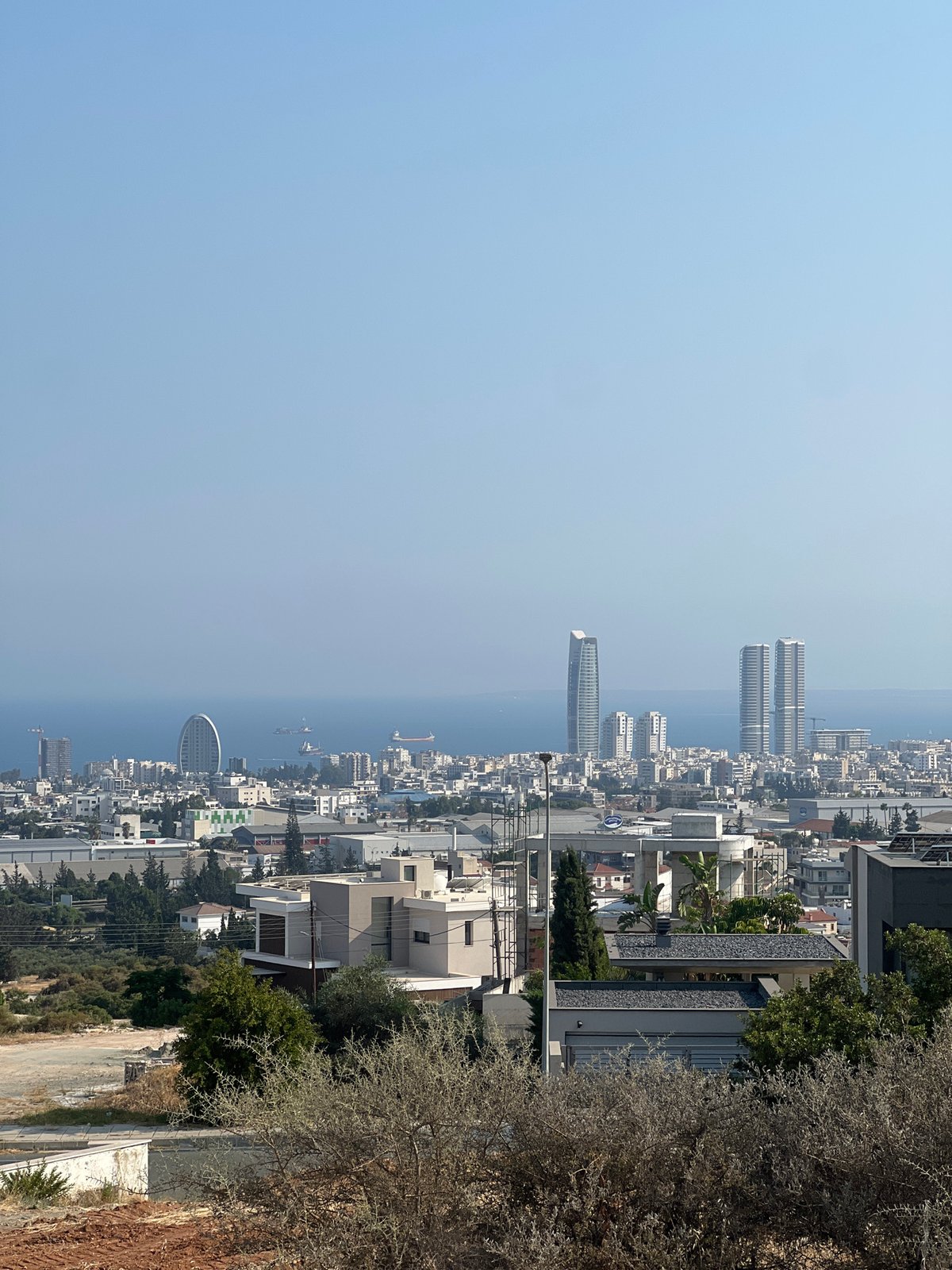 Coastal development and dry scrubland in Germasogeia, Cyprus