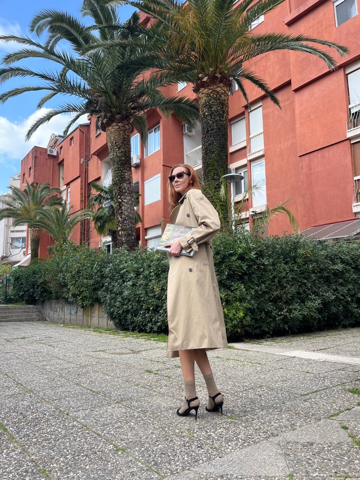 Woman documented touring Budva Montenegro over afternoon hours