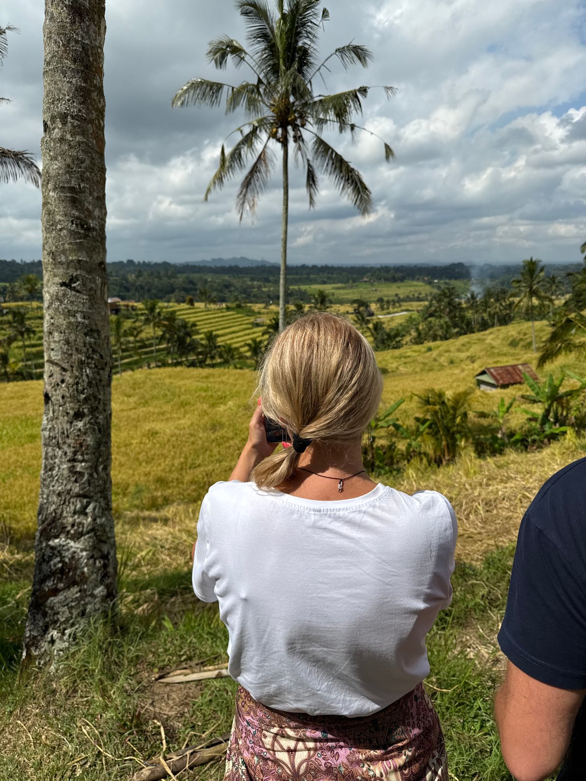 Tourists explore rice terraces and markets in Penebel, Indonesia