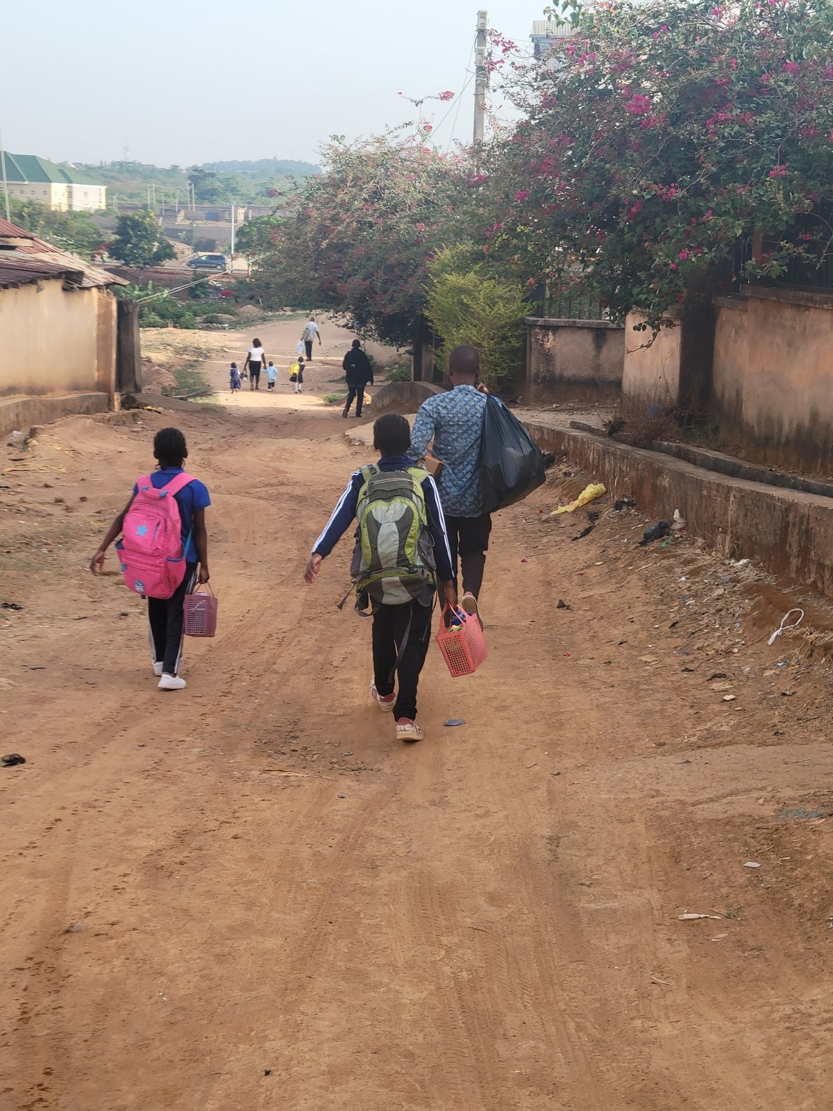 Morning street scenes captured in residential Jos, Nigeria