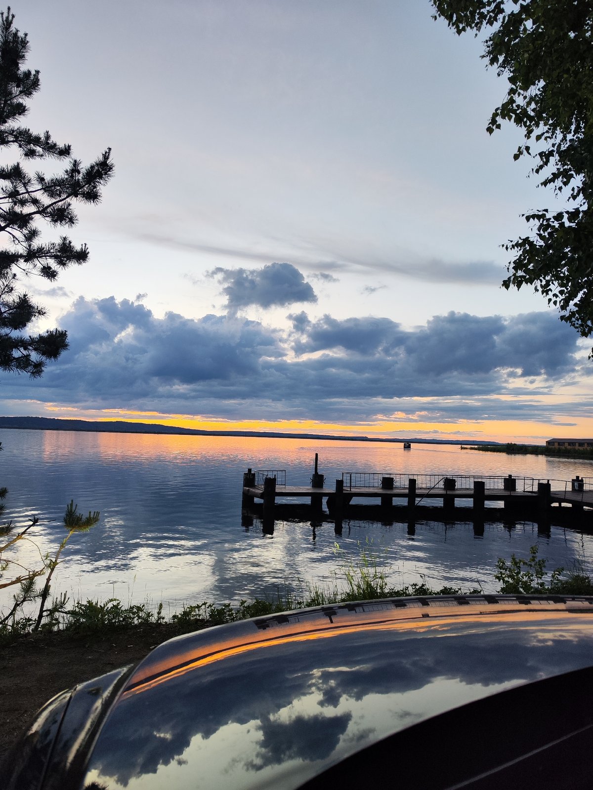 Sunset observed over Kama River in Chaikovsky, Russia