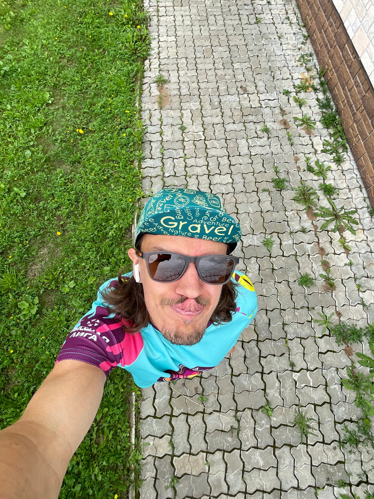 Selfie and goats: a casual snapshot of an outdoor stop
