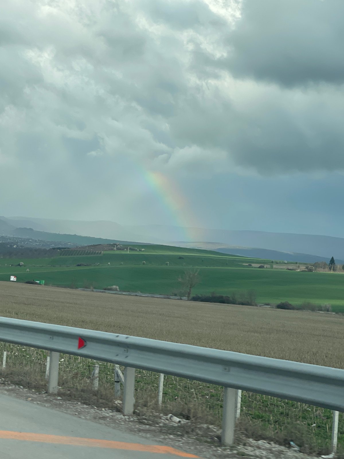 Rainbow spotted over rural Bulgaria countryside