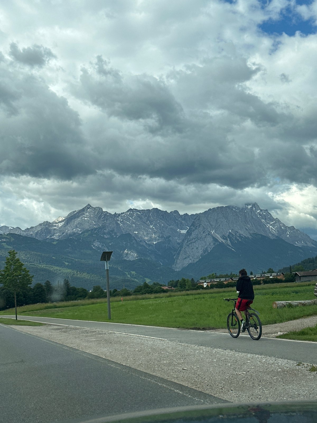 Morning cycling and driving through Farchant's mountain landscape