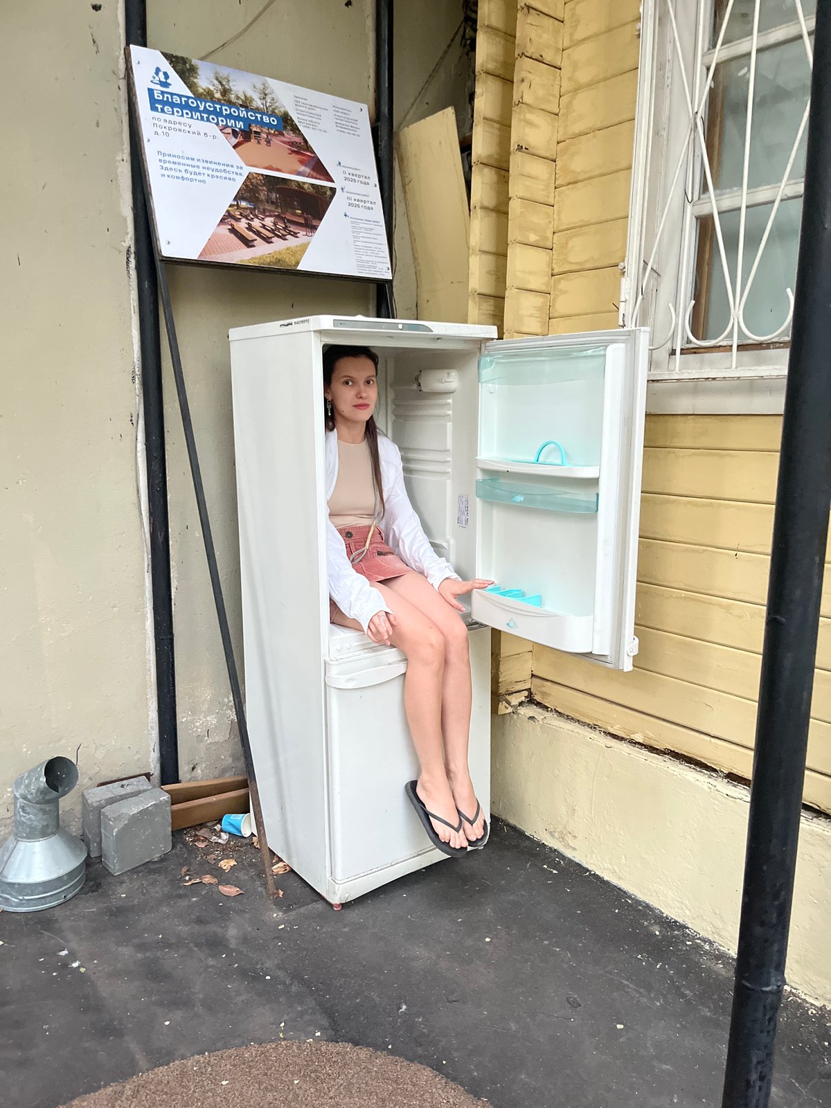 Woman found lying in discarded refrigerator in Moscow park