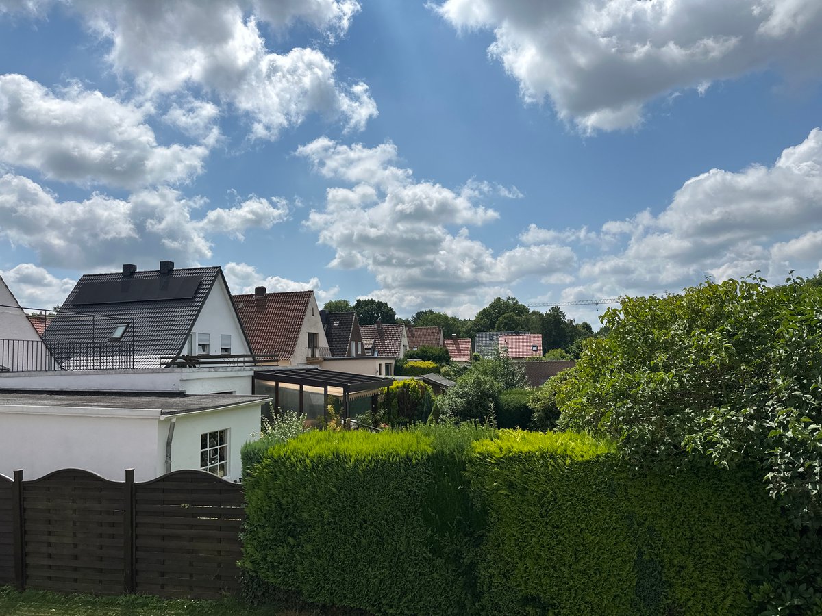 Quiet residential street scene in Delmenhorst, Germany