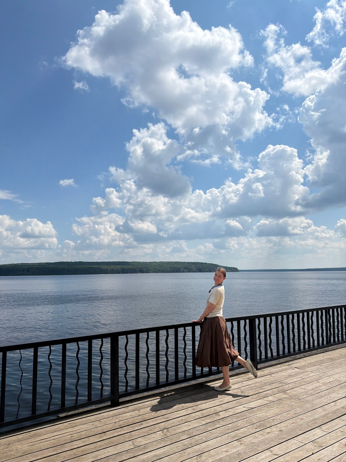 Summer morning along the Kama River waterfront in Chaikovsky
