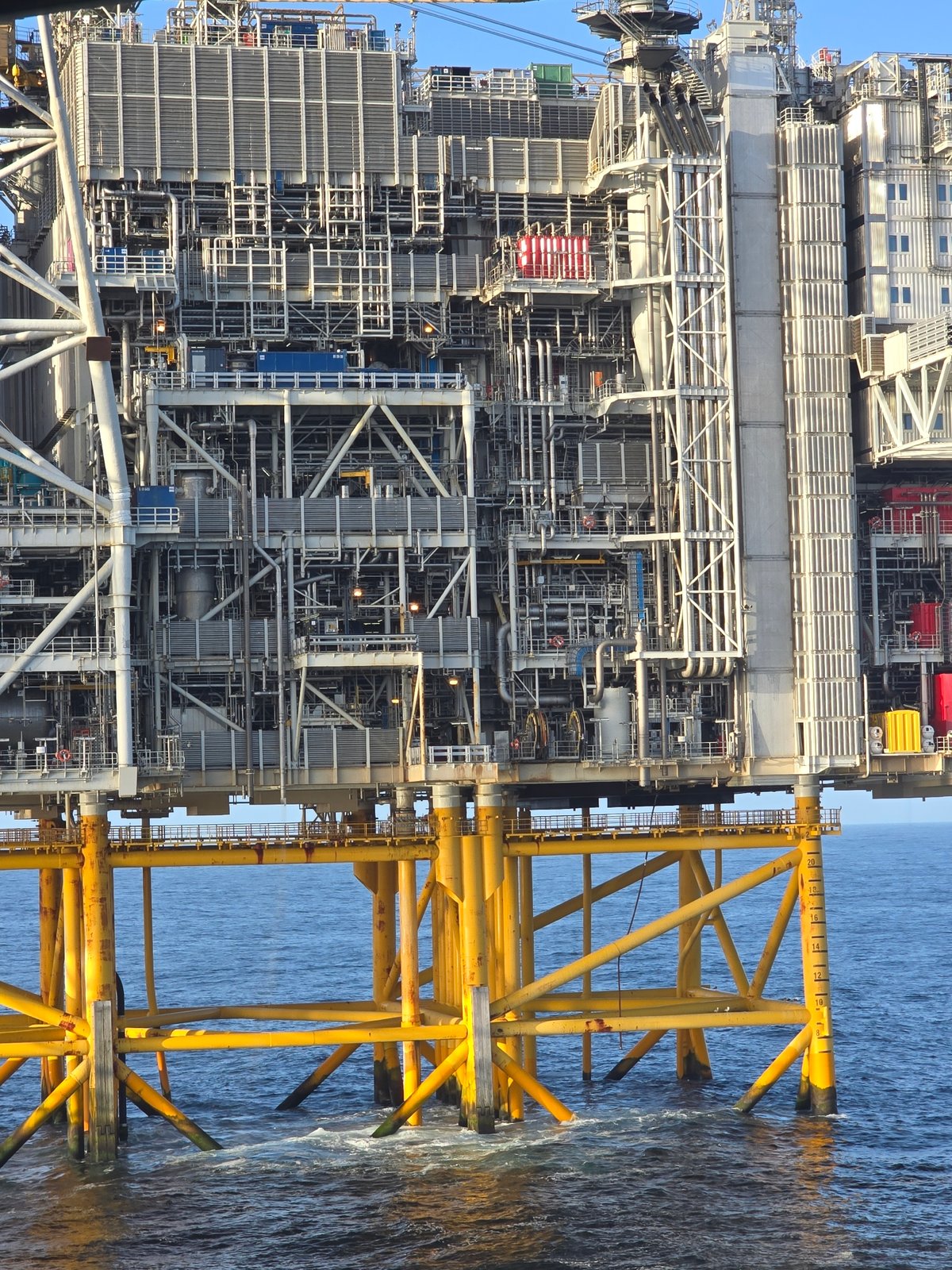 Offshore oil platform observed in ocean waters
