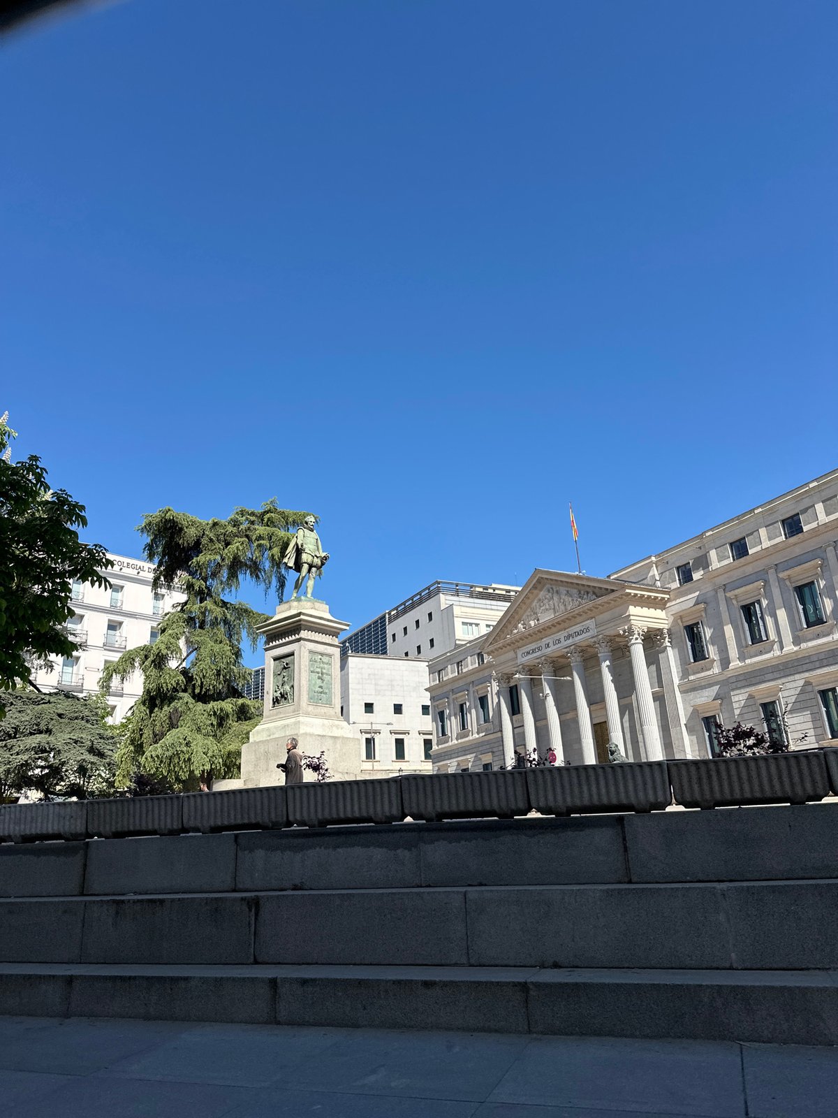 Morning scenes around Spanish Congress building in Madrid documented