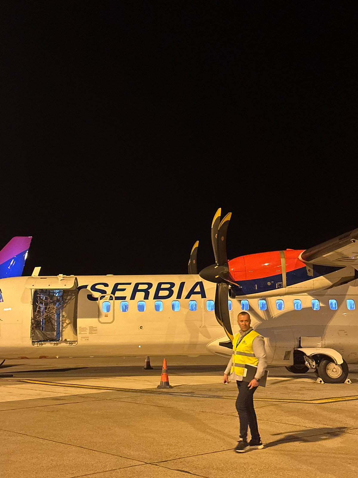 Evening airport operations observed at Podgorica, Montenegro