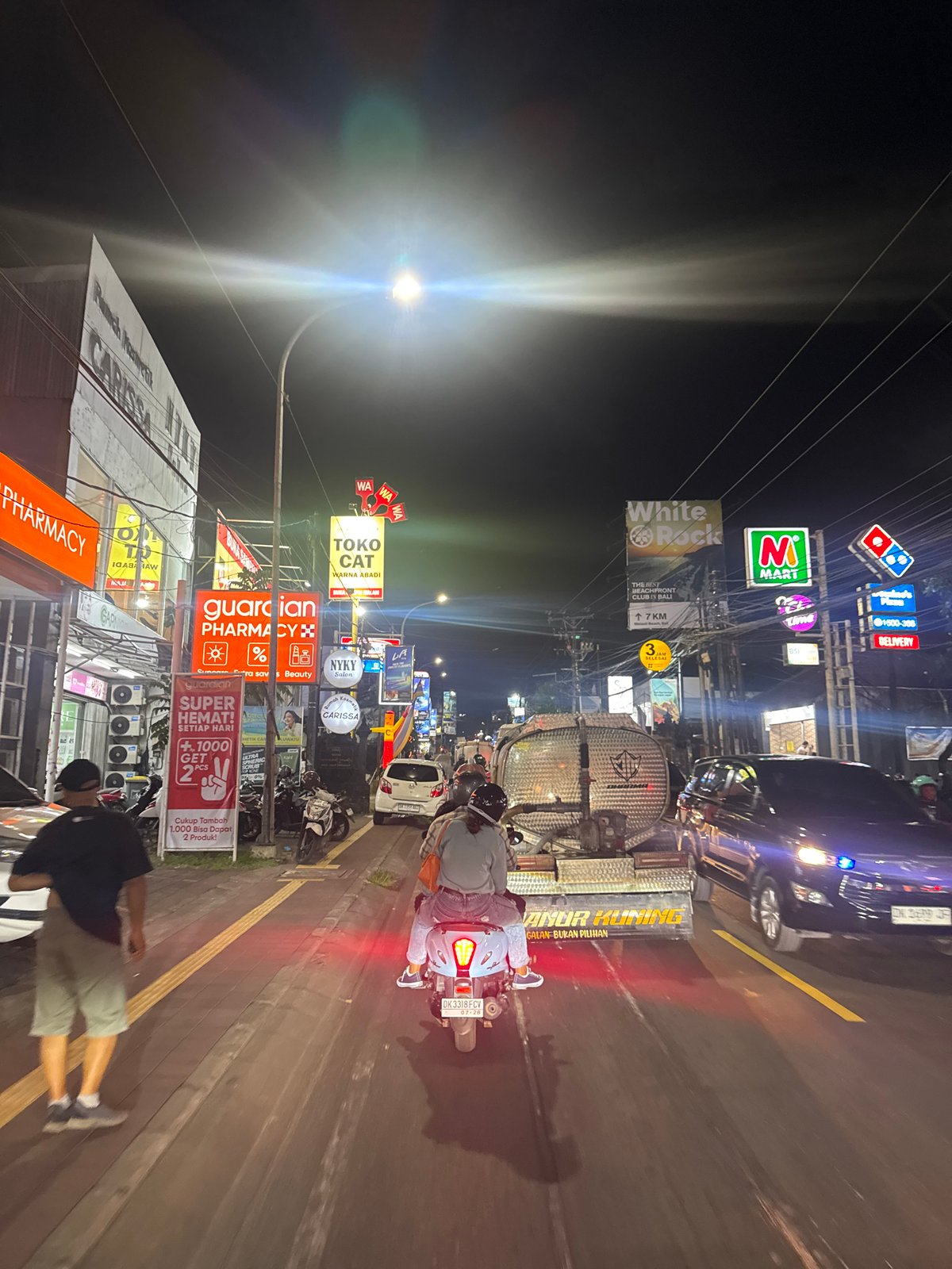 Nighttime street life documented in Kuta Selatan, Indonesia