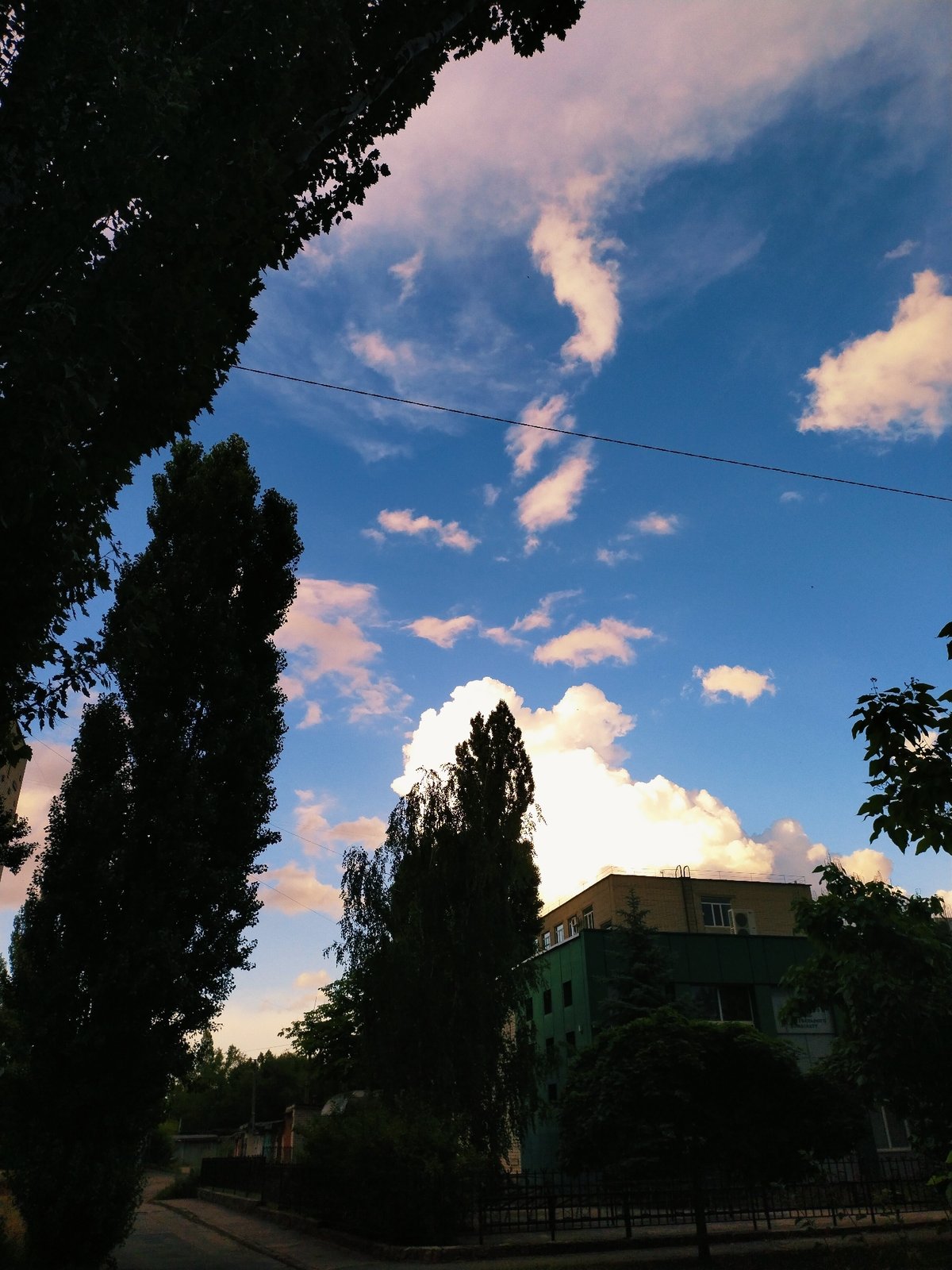 Overcast skies building over Horishni Plavni, Ukraine