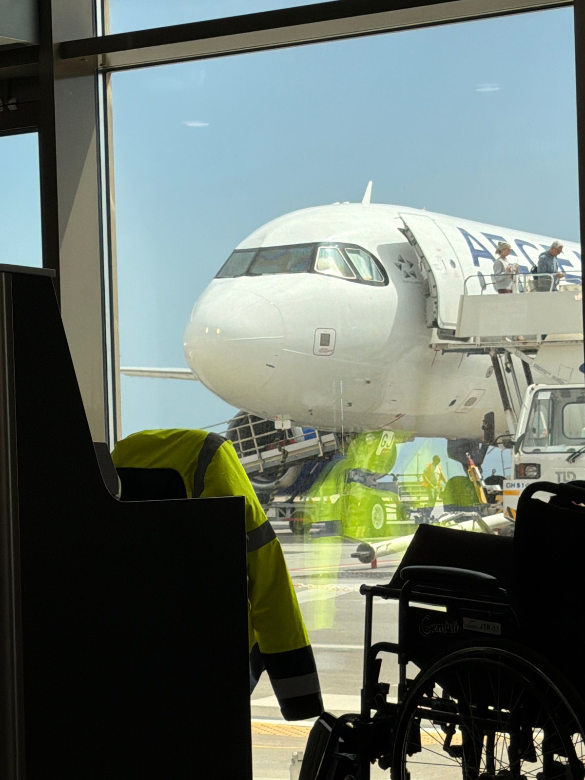 Passenger jet spotted at Thira airport facility