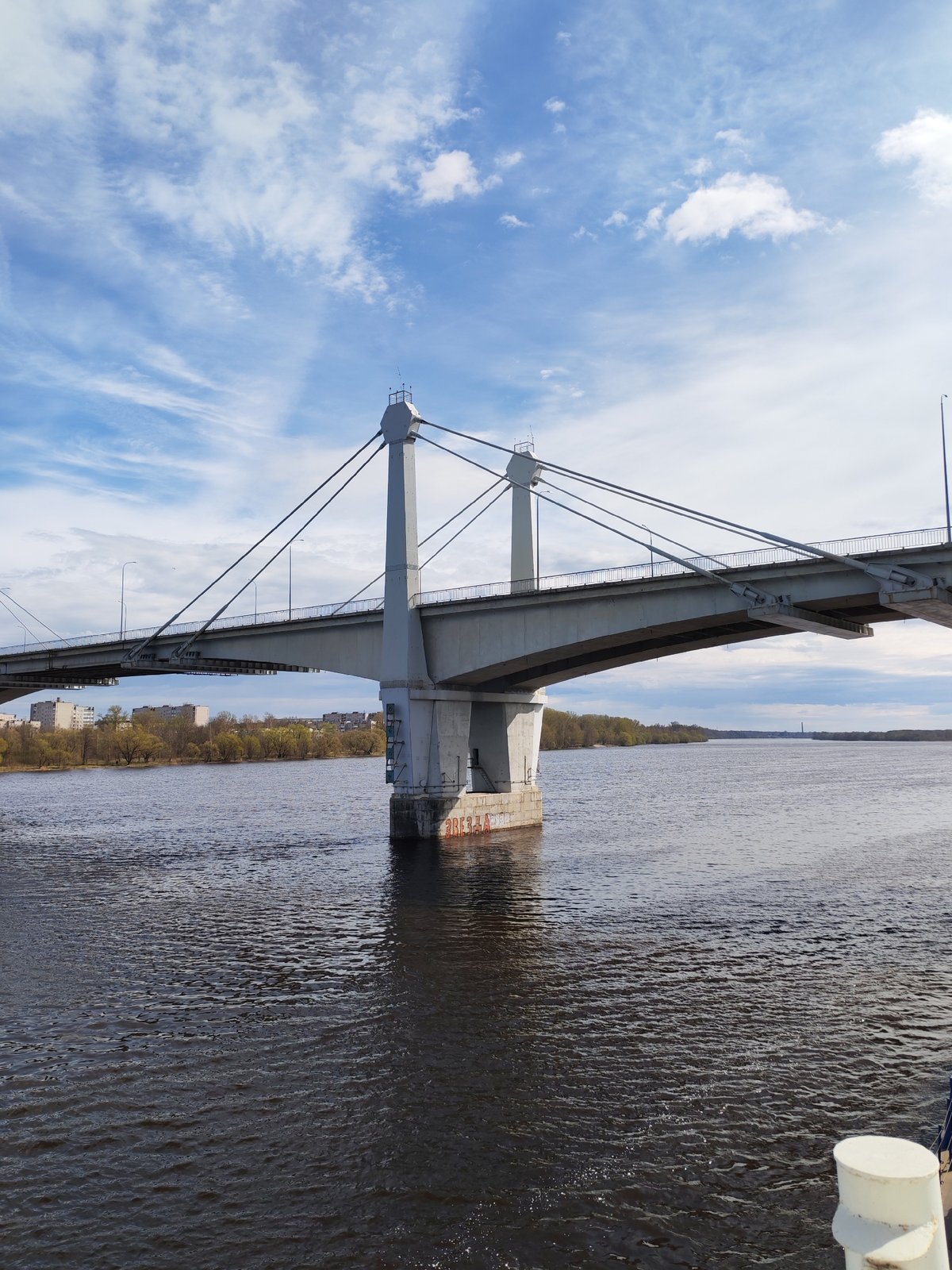 Cable-stayed bridge documented by witnesses in Kimry, Russia