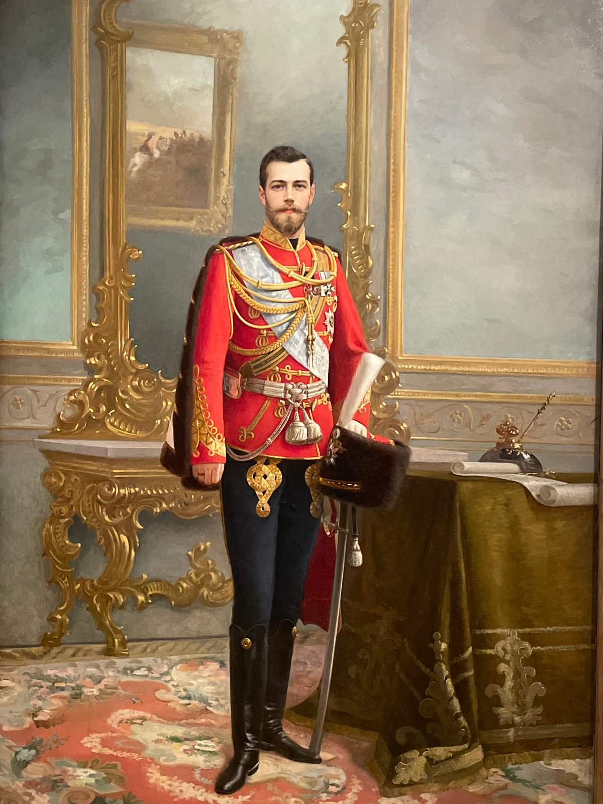 Visitor documents royal artifacts at Peterhof Palace museum