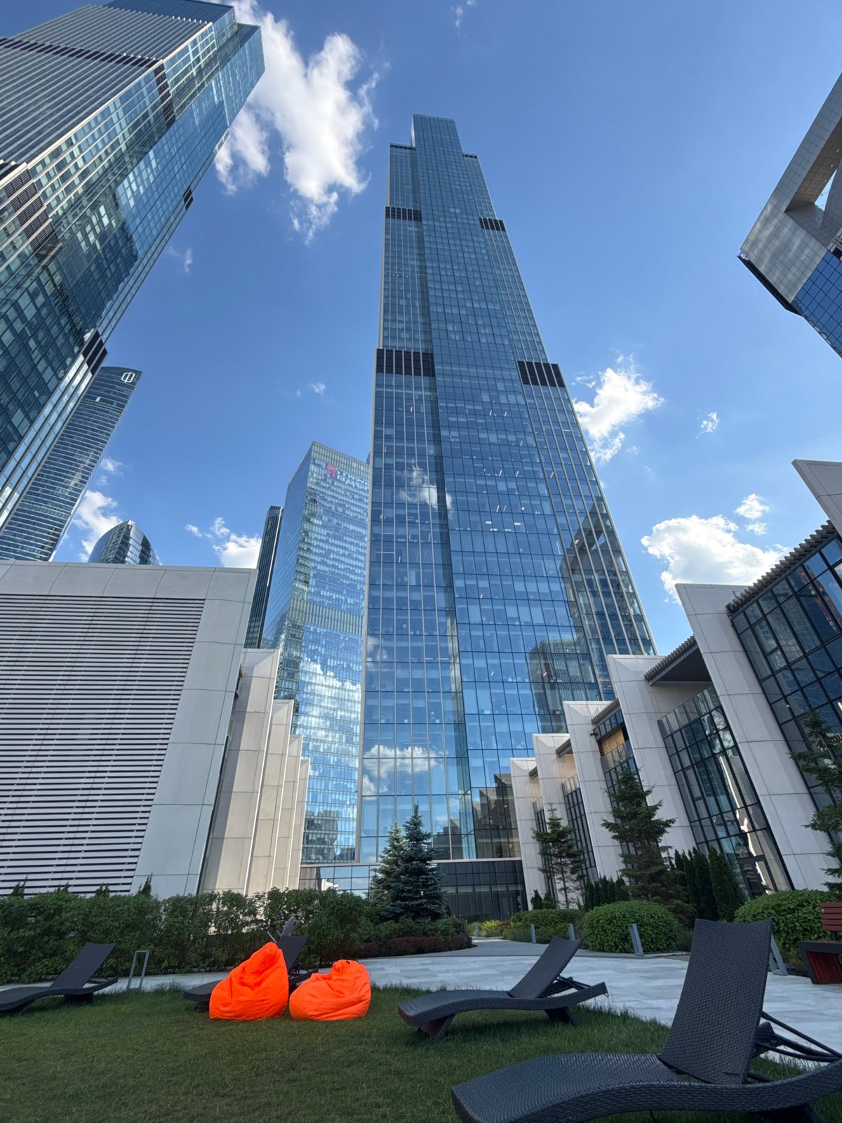 Sunny afternoon in Moscow's modern business district captured