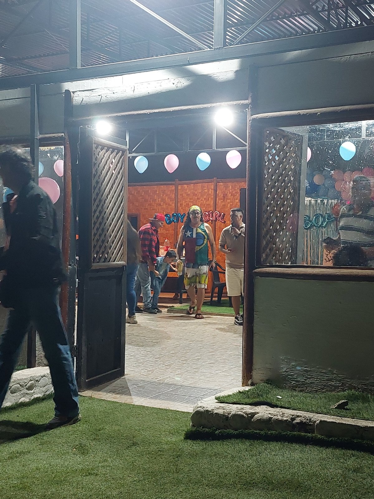 Evening celebration with decorations documented in Arica, Chile