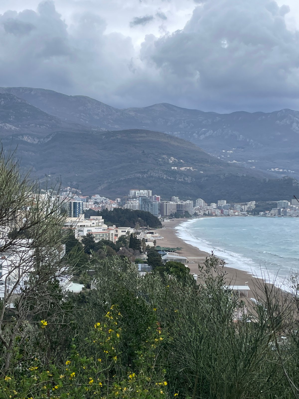 Tourist captures coastal Montenegro views during overcast morning