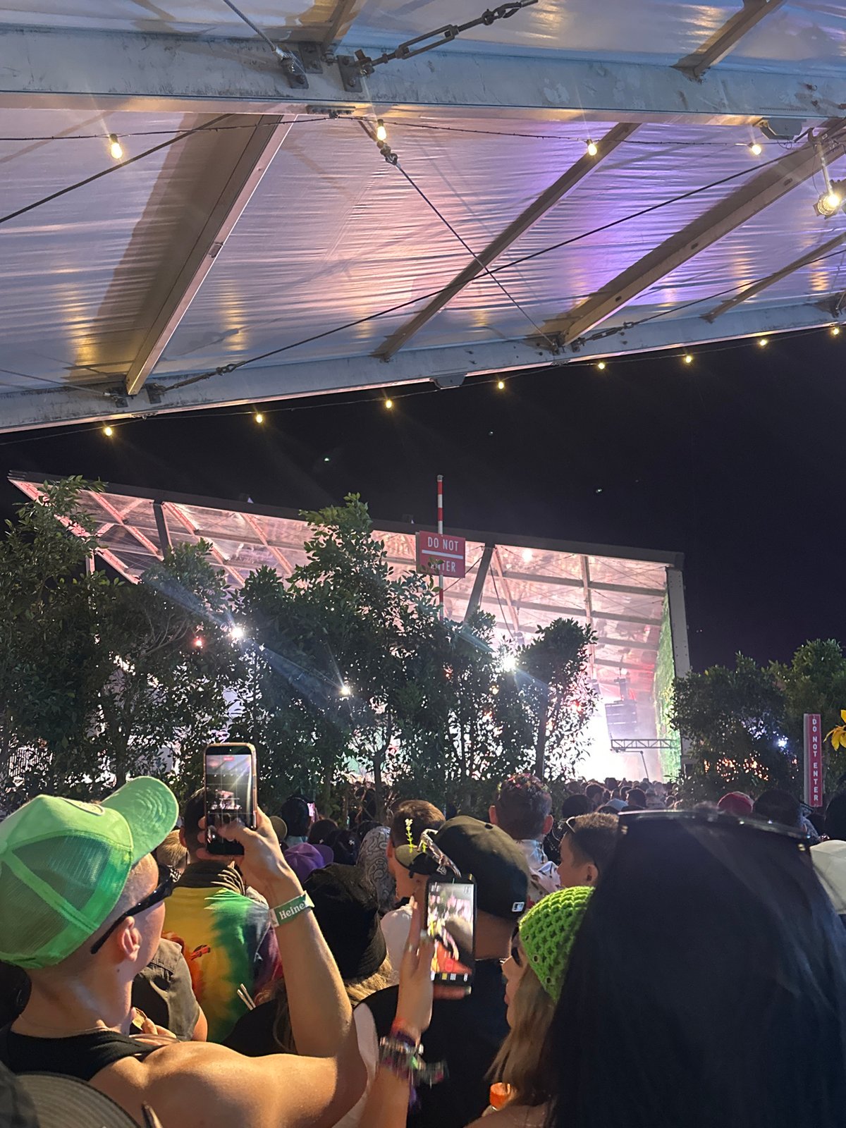 Festival scenes documented including signage, crowds, wooden installation structure