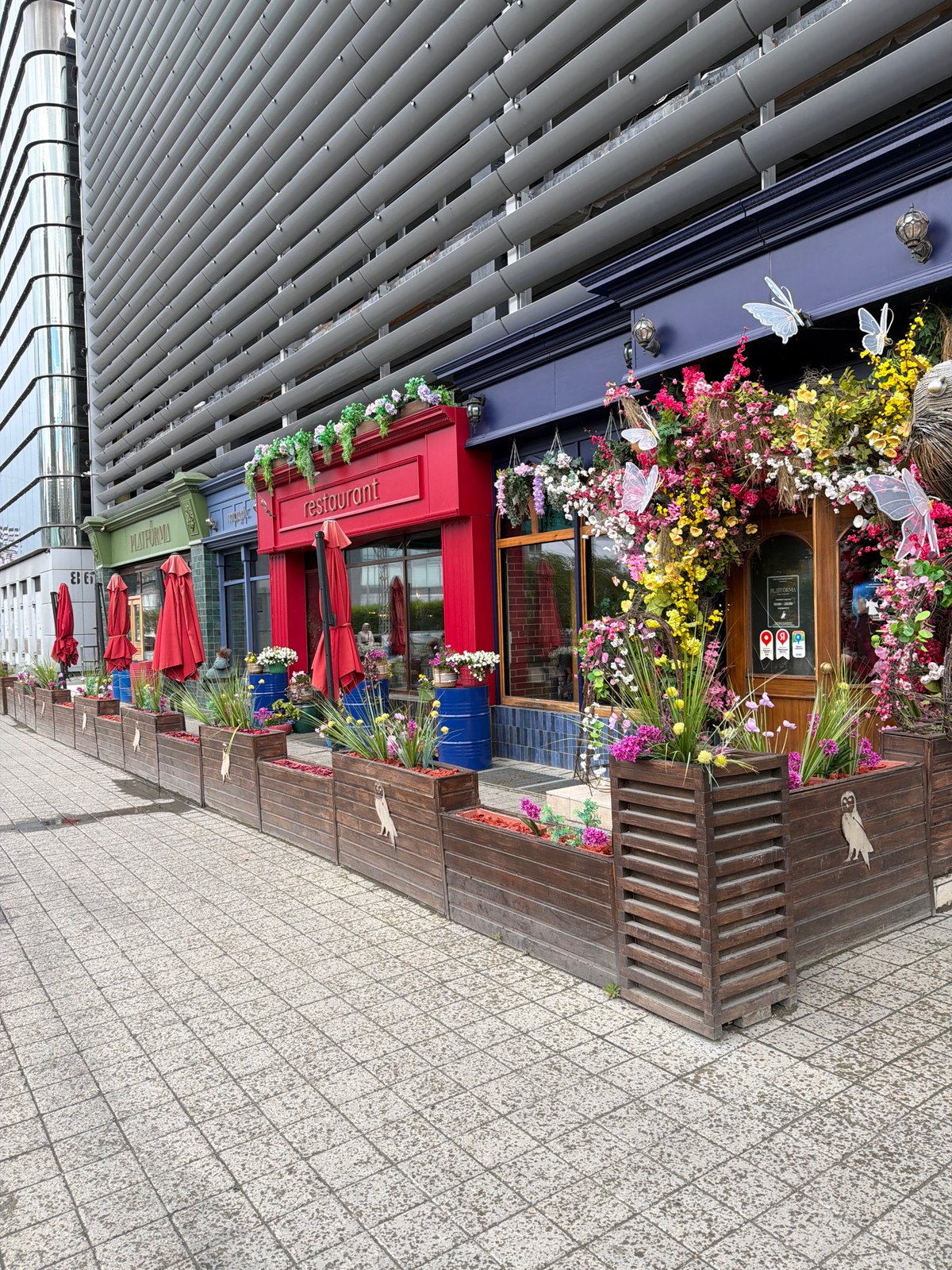 Colorful restaurant exterior documented in Yekaterinburg